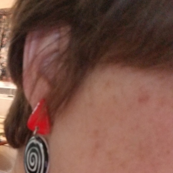 Artisan vintage‎ ceramic circle earrings - Picture 6 of 6